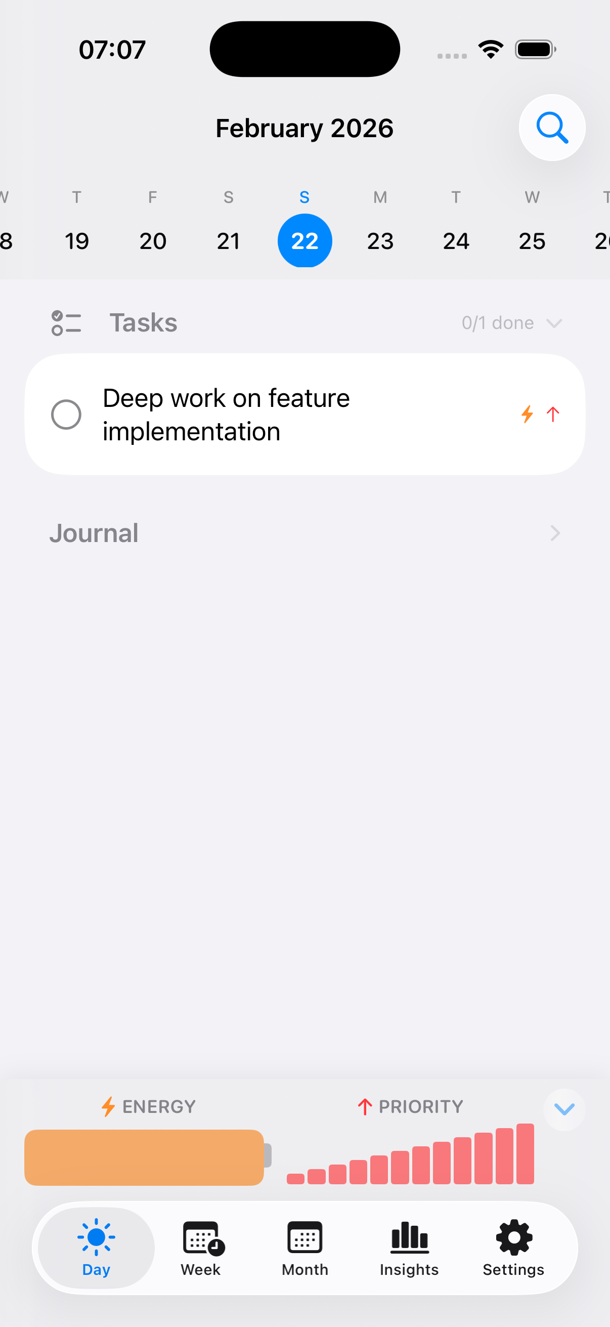 Filtering tasks by energy and priority