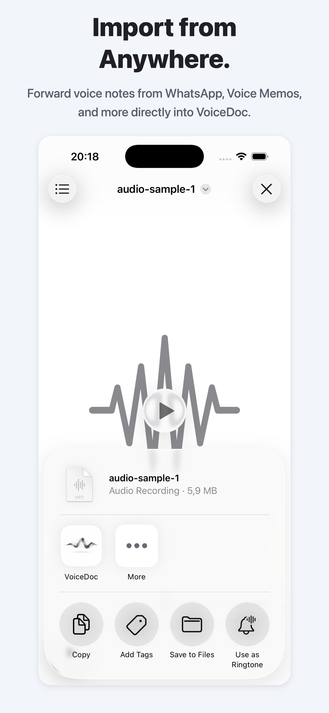 Importing audio via Share Sheet